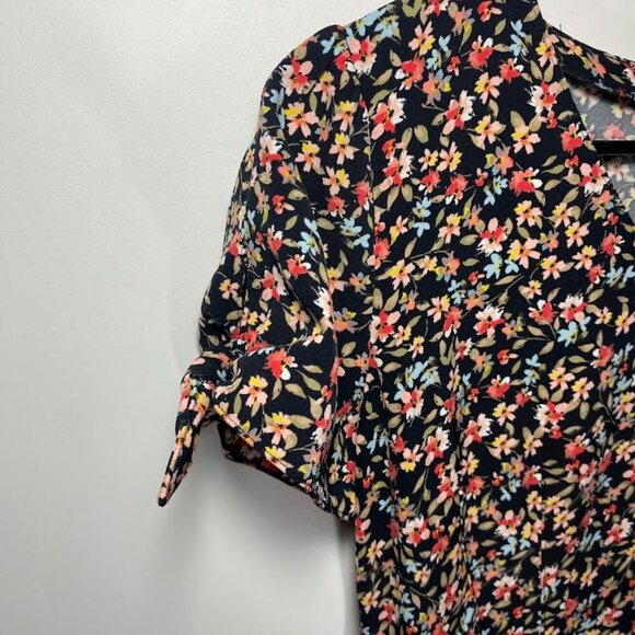Loft Tie Sleeve Multicolored Floral Dress - Picture 2 of 7